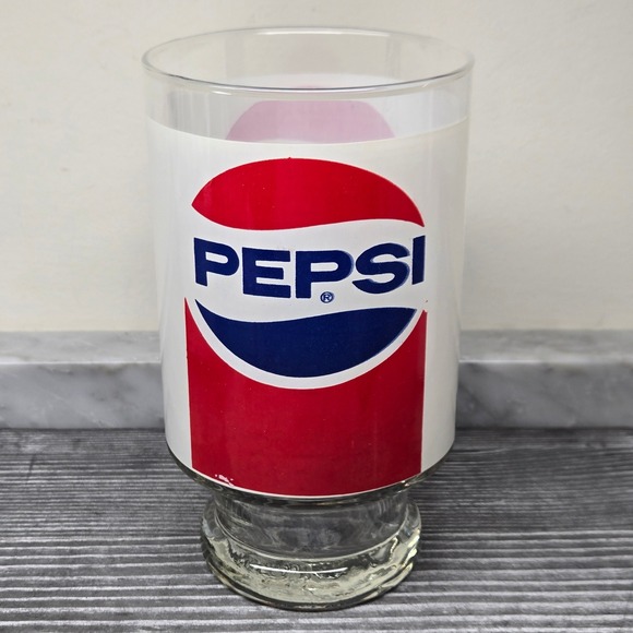 Pepsi-Cola‎ Large Footed 32oz Drinking Tumbler Glass Jumbo Retro Vintage PEPSI